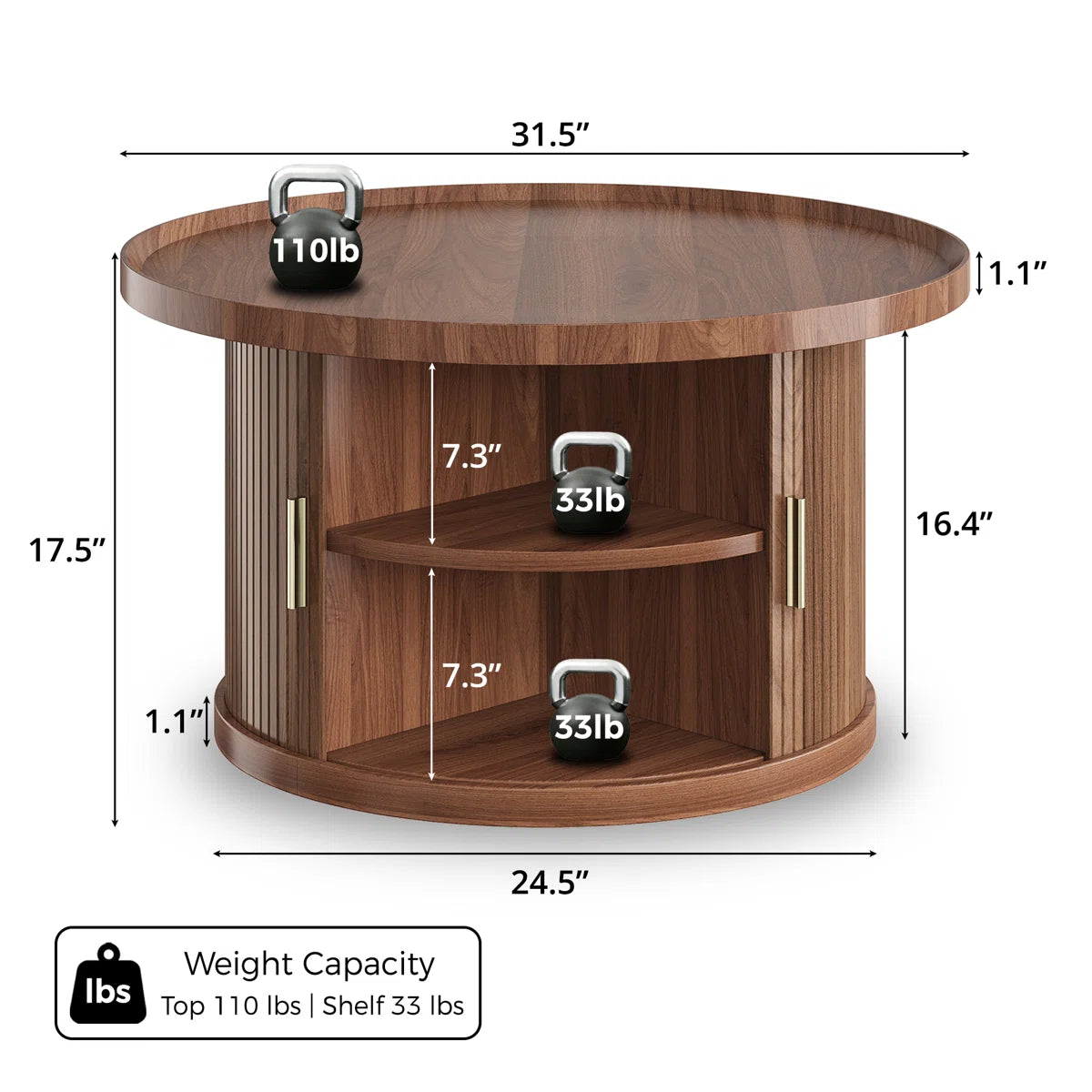 Table basse ronde avec rangement