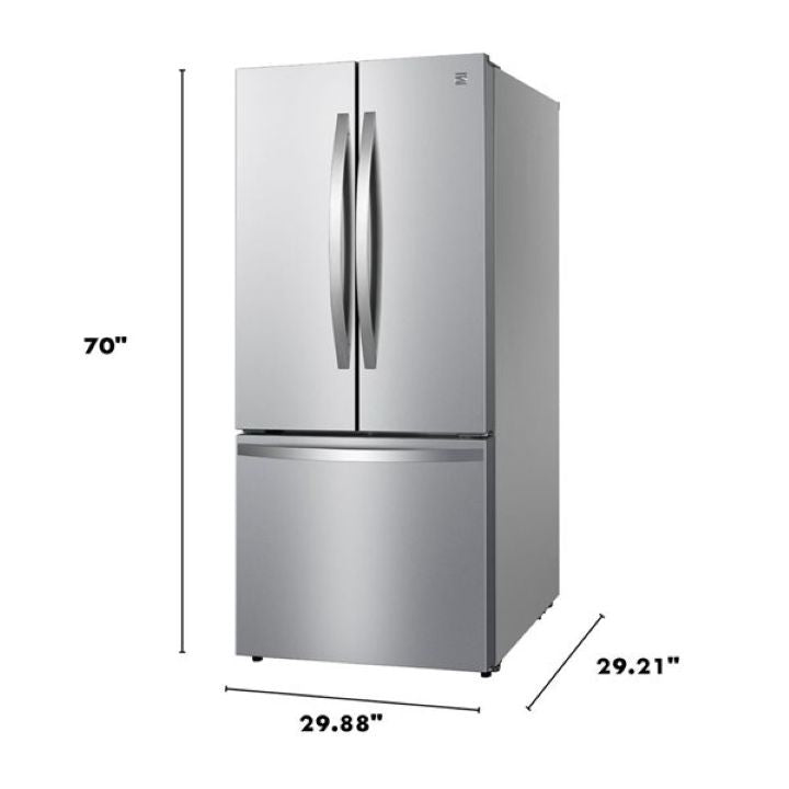 Réfrigérateur encastré Kenmore à deux portes 17,5 pi³ en acier inoxydable avec machine à glaçons